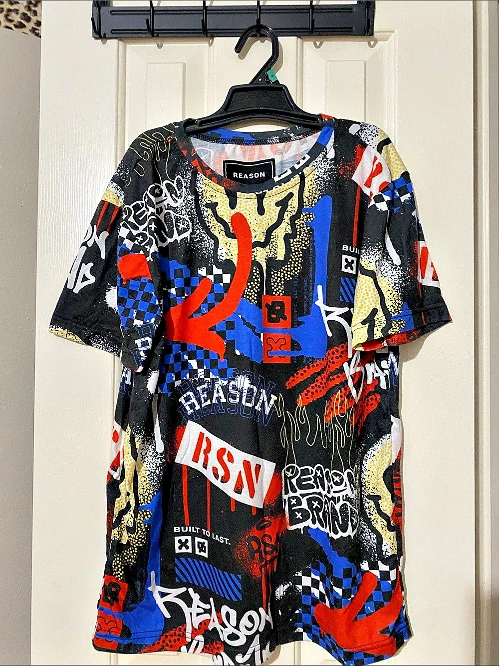 Reason Graphic Short Sleeve Tee Black & Blue Medium Like New
